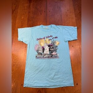 Vintage Celebration 4 July 1986 Statue Of Liberty Men’s Shirt Fishing Blue M